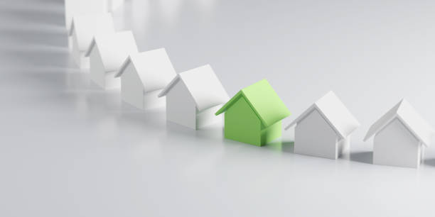 istock Housing concept. Unique building stands out from others 1458455762