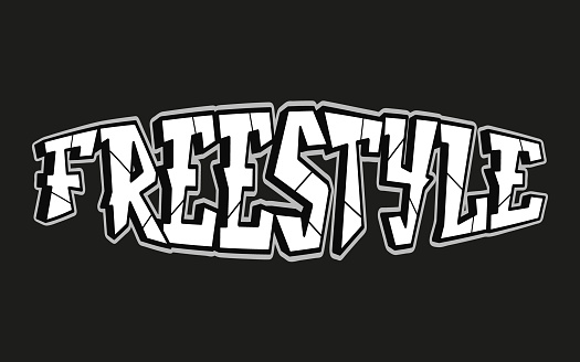 Freestyle word trippy psychedelic graffiti style letters.Vector hand drawn doodle cartoon logo Freestyle illustration. Funny cool trippy letters, fashion, graffiti style print for t-shirt, poster