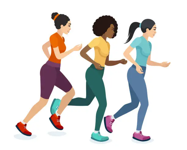Vector illustration of Active women jogging.
