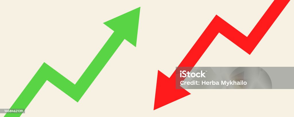 Financial Arrows Up And Down Green And Red Arrow Increase And Decrease ...