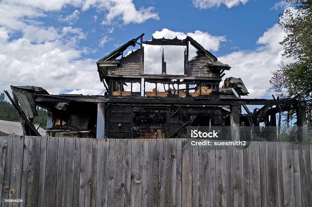 Skeleton House Only a skeleton of this house remains after a fire Built Structure Stock Photo