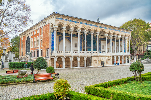 The Tiled Kiosk is a pavilion set within the outer walls of Topkapı Palace and dates from 1472. It was built by the Ottoman sultan Mehmed II as a pleasure palace. It is located in the most outer parts of the palace, next to Gülhane Park.