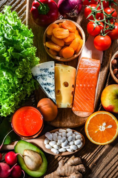 istock Food products representing the nutritarian diet 1458467303
