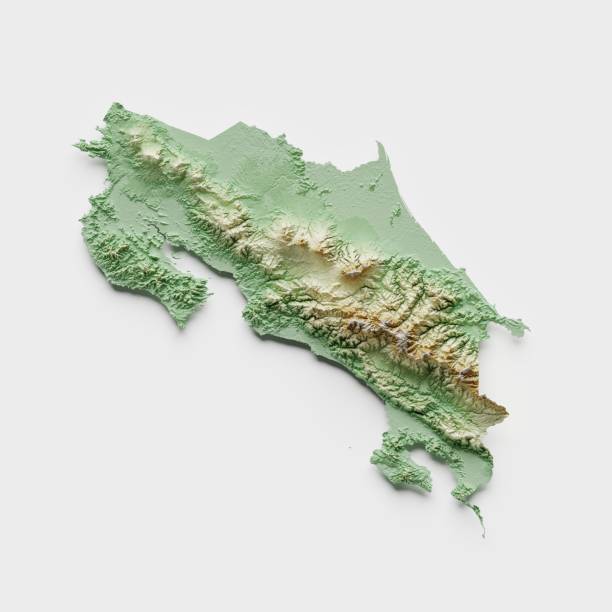 istock Costa Rica Topographic Relief Map - 3D Render 1458467654
