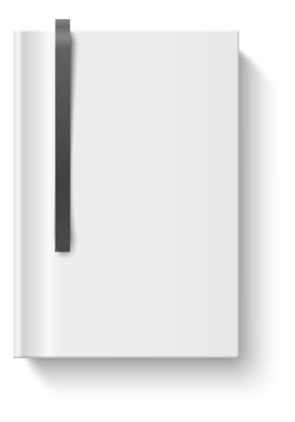 istock Office stationery. Realistic white notepad with bookmark. Planner copybook. Blank book cover. Paper organizer. Notebook with shadow. Hardcover textbook. Vector pocketbook design mockup 1458467767