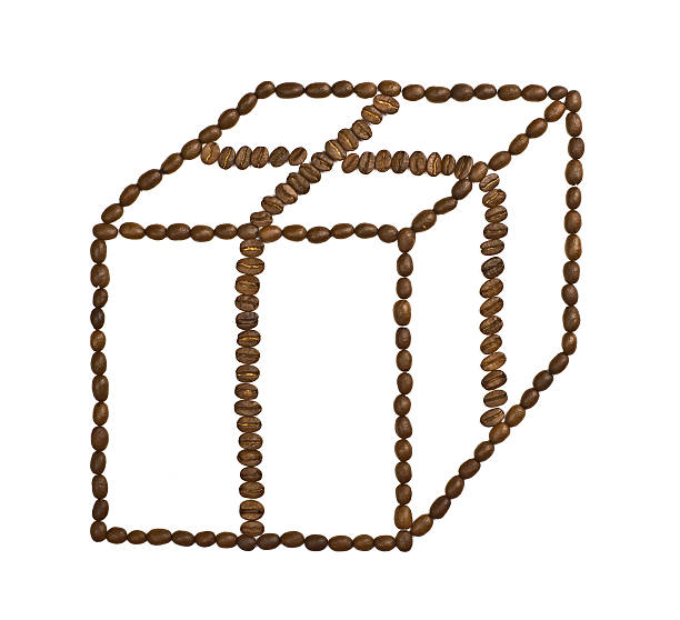 Caixa de presente feita de grãos de café - fotografia de stock