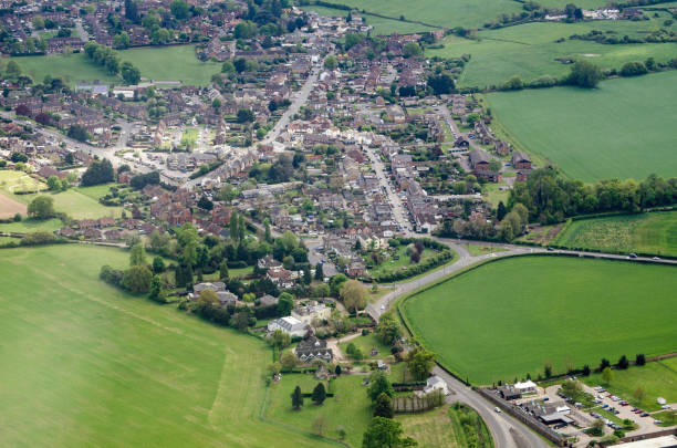 istock Clayhill Lane Roundabout, Old Windsor, Berkshire, aerial view 1458470927