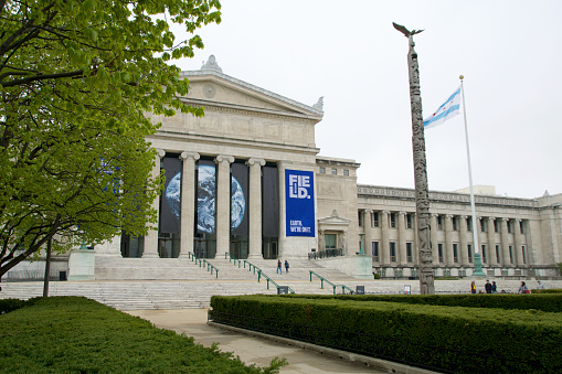 Chicago, Illinois, United States - 12 May 2018: The Field Museum on the Museum Campus in Chicago is a major tourist attraction.