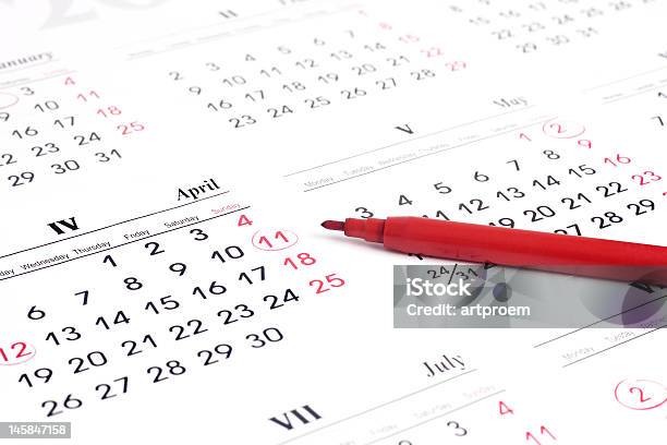 Calendario Foto de stock y más banco de imágenes de Abril - Abril, Actividad de fin de semana, Blanco - Color