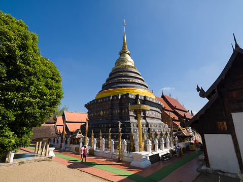 Lampang, Thailand. November 21, 2022. Wat Phra That Lampang Luang Temple. Lanna style Buddhist temple. Tourist destination of Northern Thailand. Asia travel area.