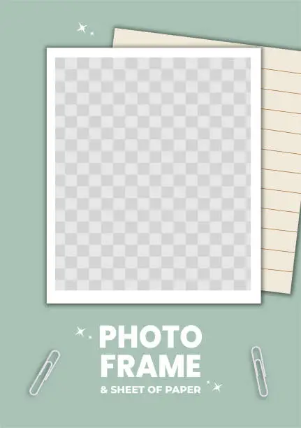 Vector illustration of Photo frame and sheet of paper background
