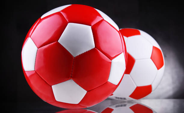 istock Composition with two leather soccer balls 1458474027