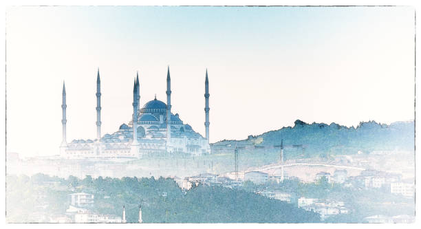 stockillustraties, clipart, cartoons en iconen met camlica mosque in istanbul - mosque