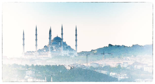 meczet camlica w stambule - mosque stock illustrations