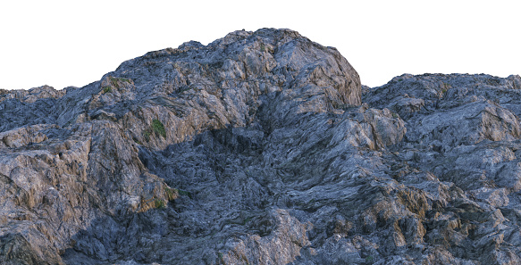 3D render jagged stone on white background