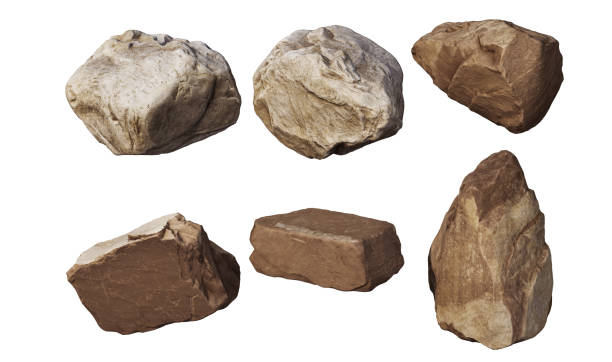 istock 3D render stone of various shapes with white background 1458476369