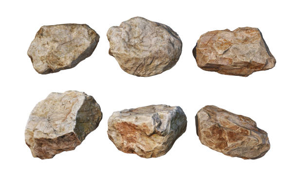 istock 3D render stone of various shapes with white background 1458476371