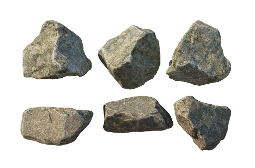 3D render stone of various shapes with white background