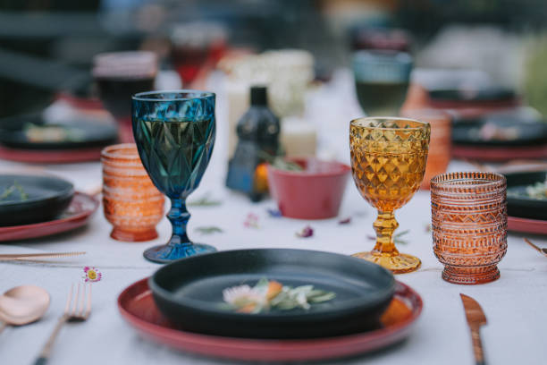 istock Outdoor Dining place setting with Fusion Food 1458478664