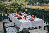 Outdoor Dining place setting with Fusion Food
