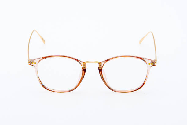 istock Fashion sunglasses light brown frames on white background. 1458479102