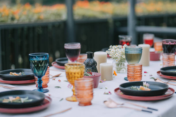 istock Outdoor Dining place setting with Fusion Food 1458479310