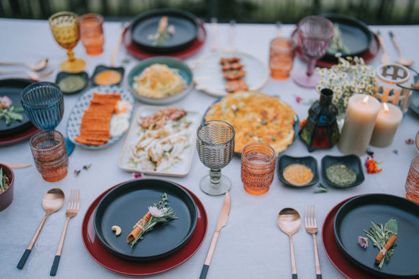 istock Asian Fusion Food Outdoor Dining Dinner Table Place Setting 1458480427