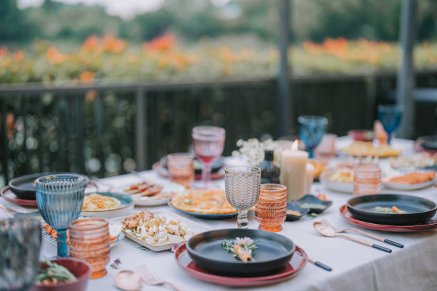 istock Asian Fusion Food Outdoor Dining Dinner Table Place Setting 1458480795