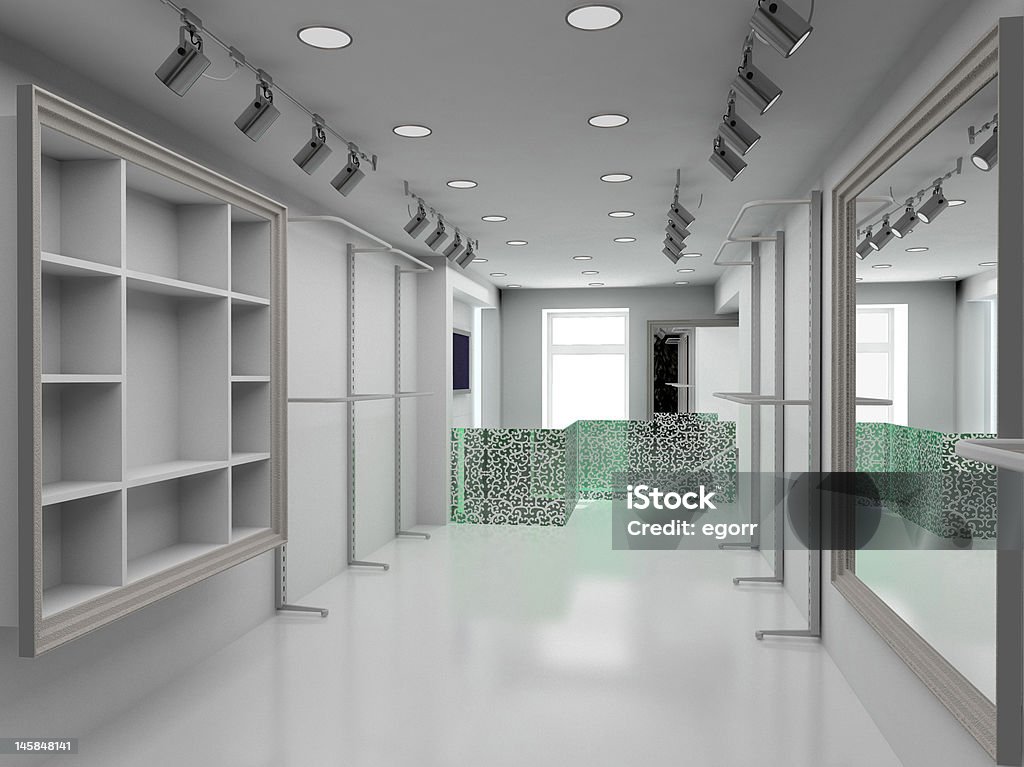 3 D render intérieur moderne de magasin - Photo de Forme tridimensionnelle libre de droits