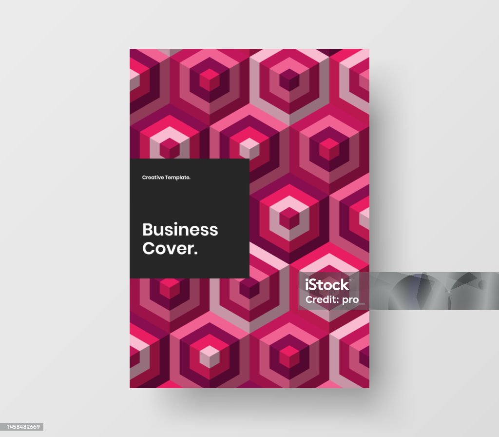 Unique Mosaic Hexagons Booklet Illustration Isolated Catalog Cover A4