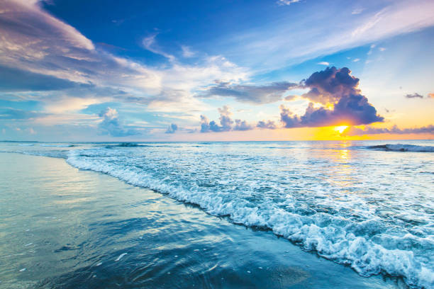 istock Beach sunset over the tropical sea 1458483144