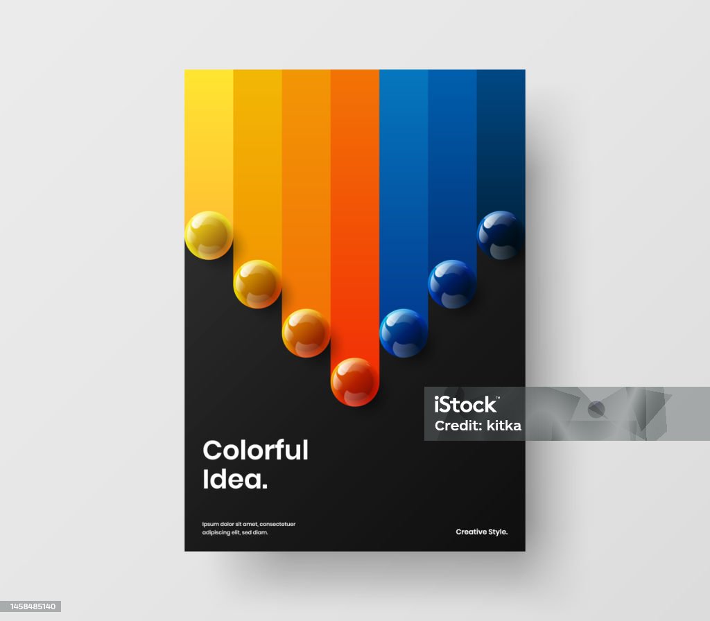 Original Realistic Spheres Presentation Template Multicolored Catalog