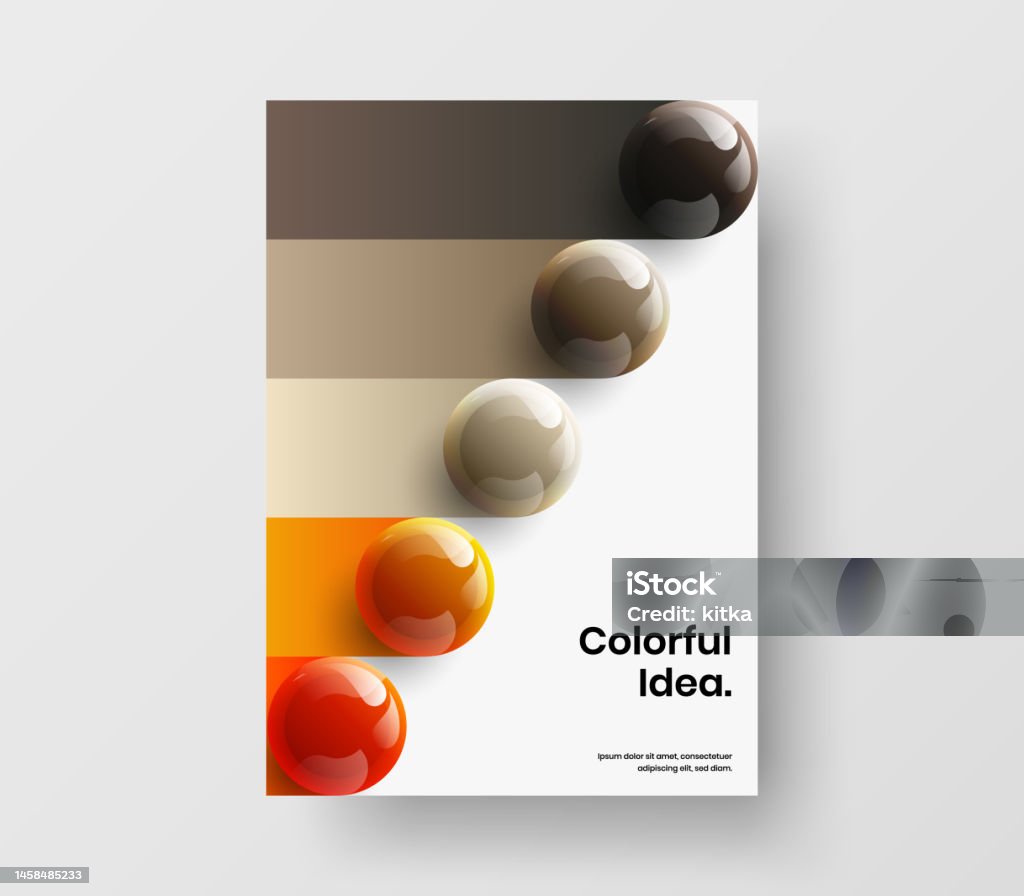 Unique 3d Spheres Catalog Cover Layout Colorful Placard A4 Design
