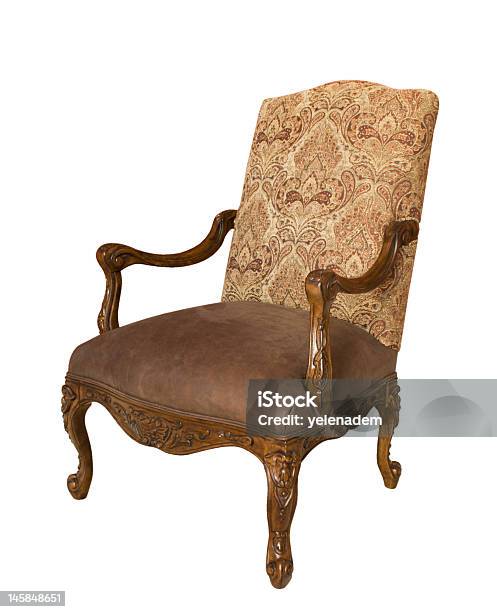 Antyczny Fotel Na Białym Tle - zdjęcia stockowe i więcej obrazów Aksamit - Aksamit, Antyczny, Czerwony