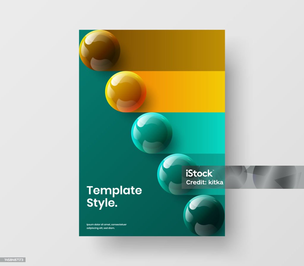Trendy Realistic Spheres Catalog Cover Concept Isolated Pamphlet Design