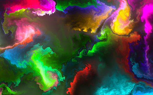 Abstract background and multicolored liquid render 2D