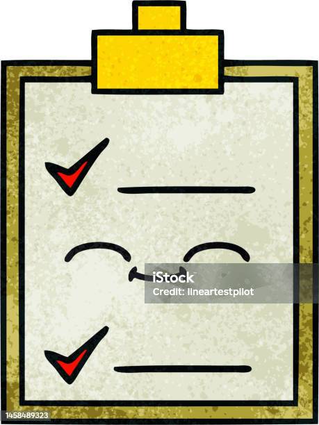 List Check Cartoon Retro Grunge Texture Cartoon Of A Check List Stock Illustration ...