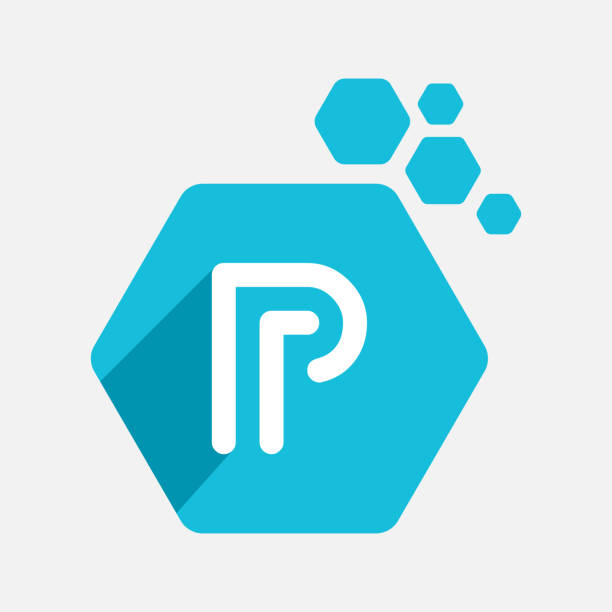 streszczenie litery p nowoczesny projekt logo początkowego - letter p ornate alphabet typescript stock illustrations