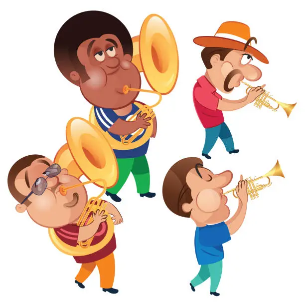 Vector illustration of Olinda carnival musicians