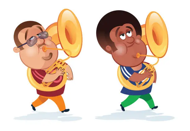 Vector illustration of The man playing the Tuba Sousaphone