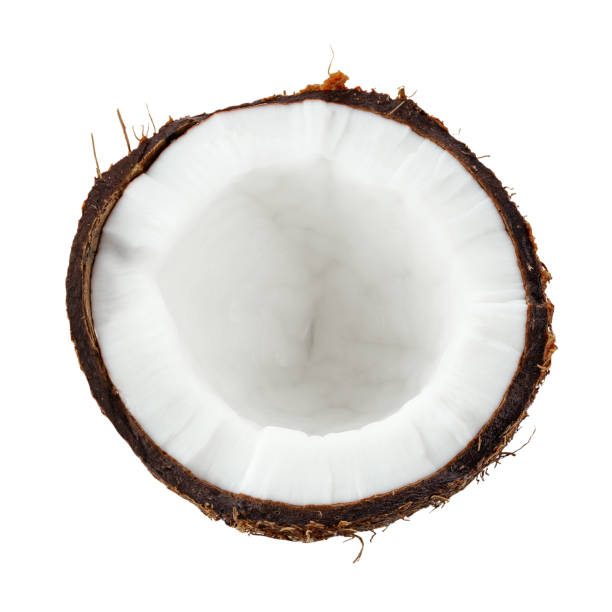 istock Tropical fruit, half coconut isolate on white background. File contains clipping path. 1458492825