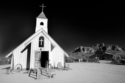 This is a Church used in one of Elvis's movies that is now in the Superstition Mountains Museum in Mesa Arizona