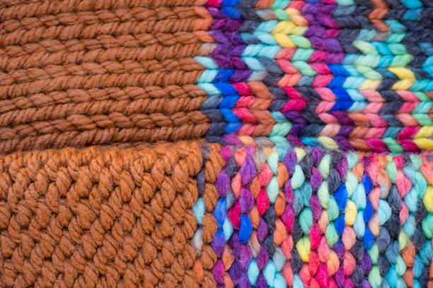 istock Pattern fabric made of wool. Handmade knitted fabric 1458497438