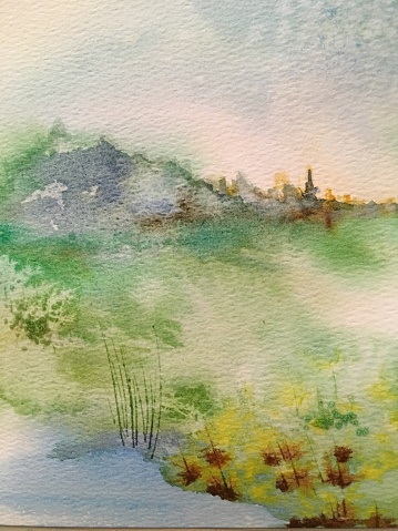 Original painted semi abstract landscapes in watercolour.