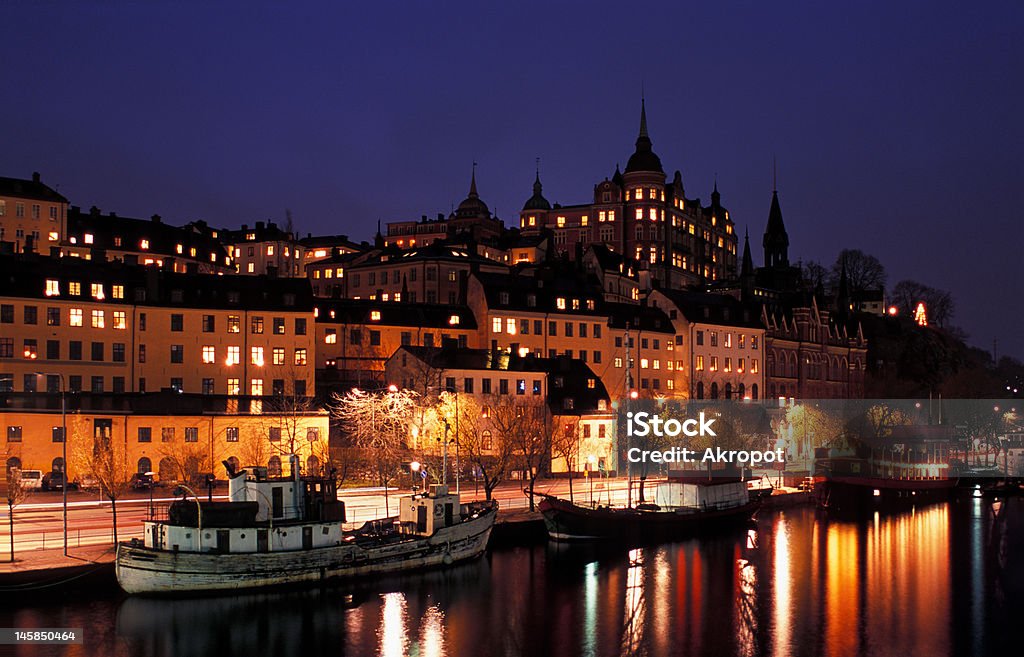 Noite vista do aterro Stockholms - Royalty-free Estocolmo Foto de stock