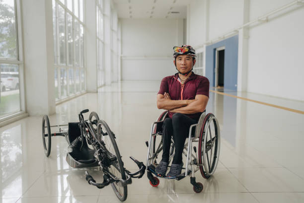 istock Confident paraplegic cyclist looking at camera. 1458510644