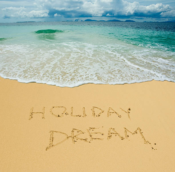 istock holiday dream written in a sandy tropical beach 145851234