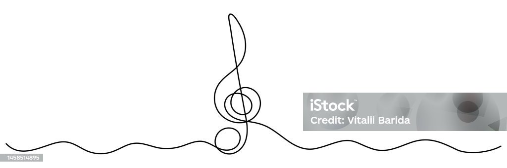 Treble Note Drawing Treble Clef Continuous One Line Drawing Stock Illustration - Download ...
