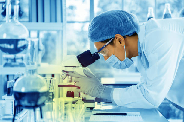 istock Scientists are using a microscope to test for viruses. or bacteria in the laboratory. Culture testing for the treatment of various diseases such as cancer, diabetes and COVID-19. 1458515166
