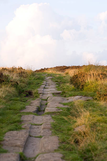 Roman Road na Harden Moor - foto de acervo